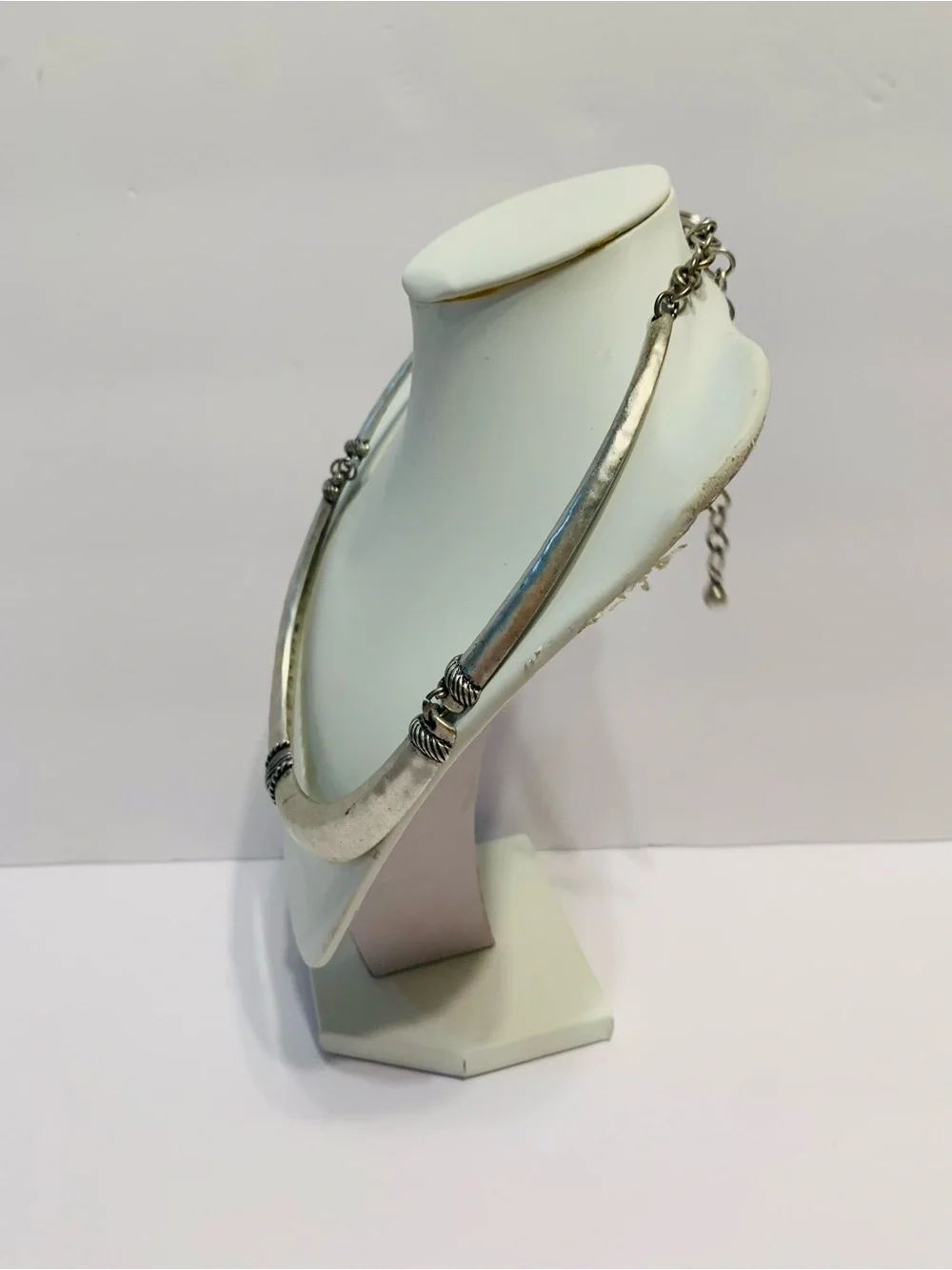 Chicos Silver-Tone Sculpted Collar Necklace